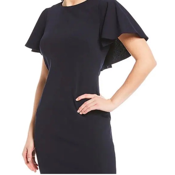 Calvin Klein RED Flutter Sleeve Sheath Dress - Picture 3 of 9